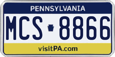 PA license plate MCS8866
