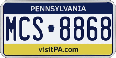 PA license plate MCS8868