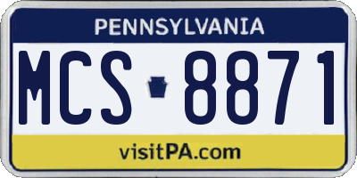 PA license plate MCS8871
