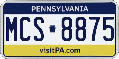 PA license plate MCS8875