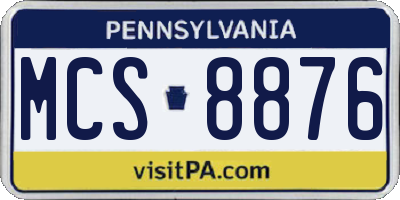 PA license plate MCS8876