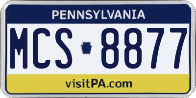 PA license plate MCS8877