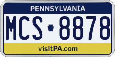 PA license plate MCS8878