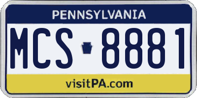 PA license plate MCS8881