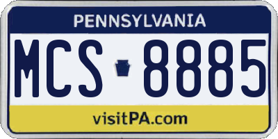 PA license plate MCS8885