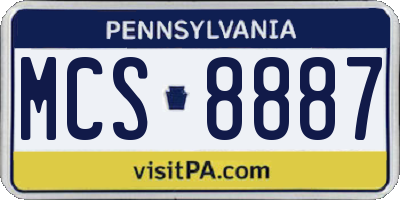 PA license plate MCS8887