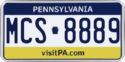 PA license plate MCS8889