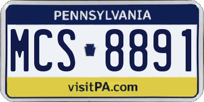PA license plate MCS8891