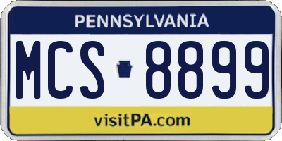 PA license plate MCS8899