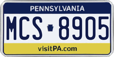 PA license plate MCS8905