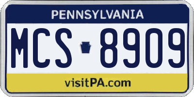 PA license plate MCS8909