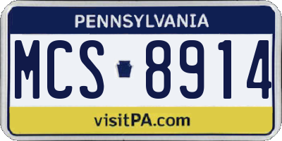 PA license plate MCS8914