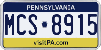 PA license plate MCS8915
