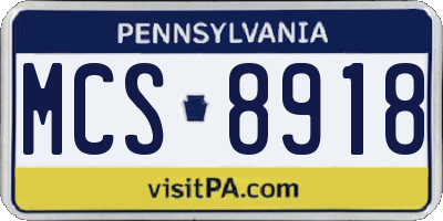 PA license plate MCS8918