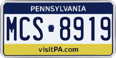 PA license plate MCS8919