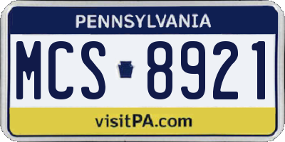 PA license plate MCS8921