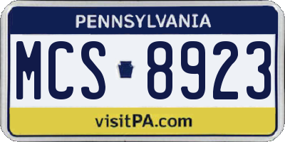 PA license plate MCS8923