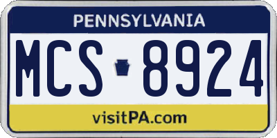 PA license plate MCS8924