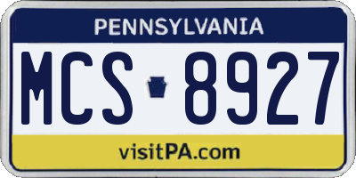 PA license plate MCS8927