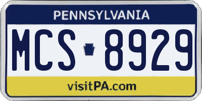 PA license plate MCS8929