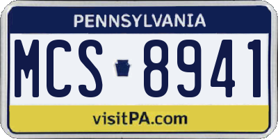 PA license plate MCS8941