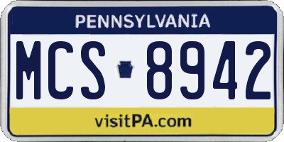 PA license plate MCS8942