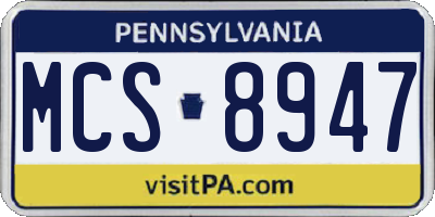 PA license plate MCS8947