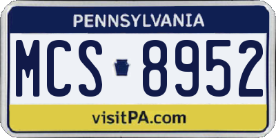 PA license plate MCS8952