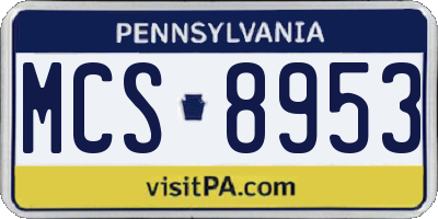 PA license plate MCS8953