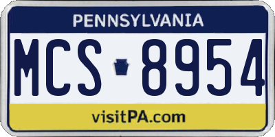 PA license plate MCS8954