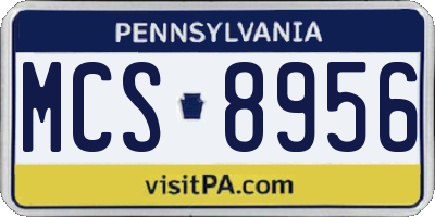 PA license plate MCS8956