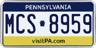 PA license plate MCS8959
