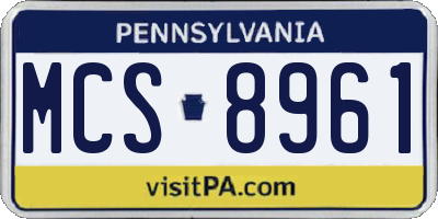 PA license plate MCS8961