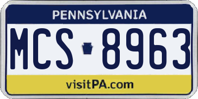 PA license plate MCS8963