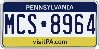 PA license plate MCS8964