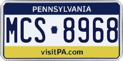 PA license plate MCS8968