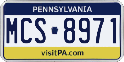 PA license plate MCS8971
