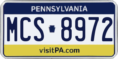 PA license plate MCS8972