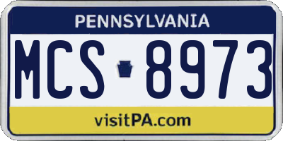 PA license plate MCS8973