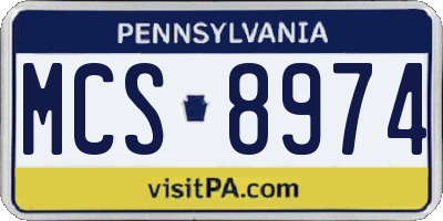 PA license plate MCS8974