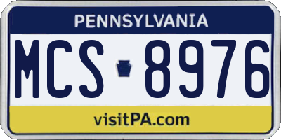 PA license plate MCS8976
