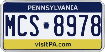 PA license plate MCS8978