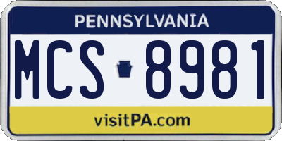 PA license plate MCS8981