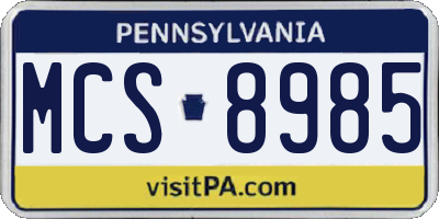 PA license plate MCS8985