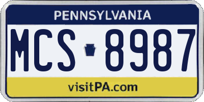 PA license plate MCS8987