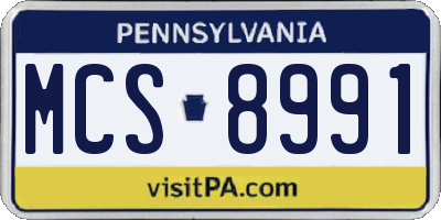 PA license plate MCS8991