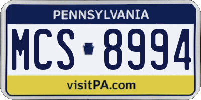 PA license plate MCS8994