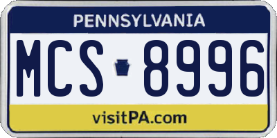 PA license plate MCS8996