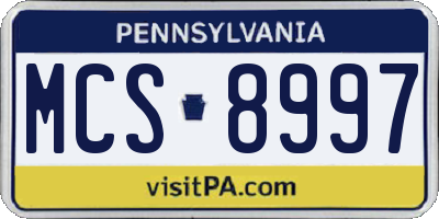 PA license plate MCS8997