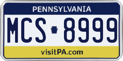 PA license plate MCS8999